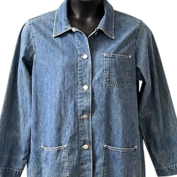 Vintage Maurices Lightweight Blue Denim 100% Cotton Chore Jacket Size Large - Picture 4 of 9